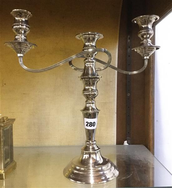 A modern silver candelabra